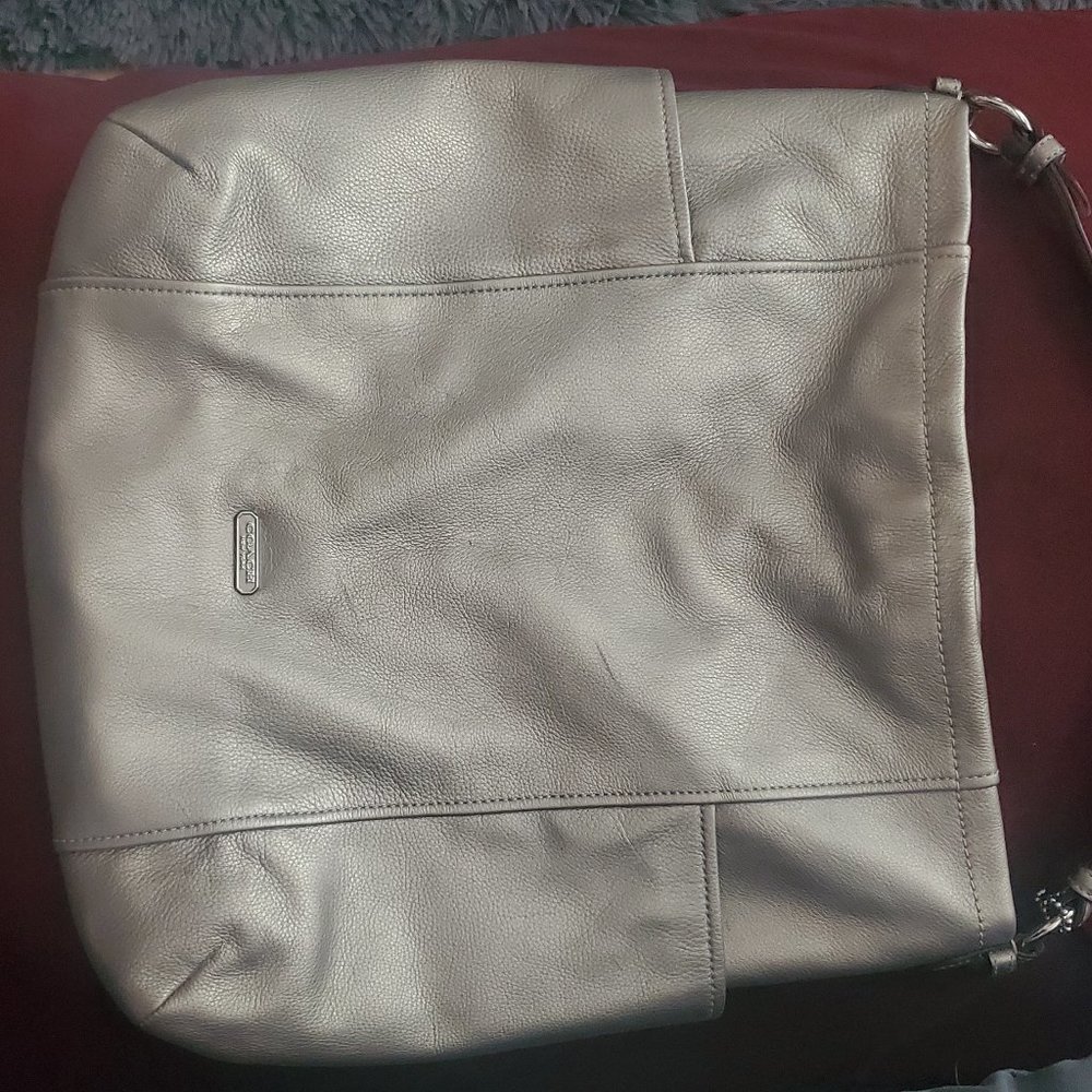 COACH | Silver/Peuter Aubergine F31323 Parker Hobo Two Way Shoulder Bag Purse